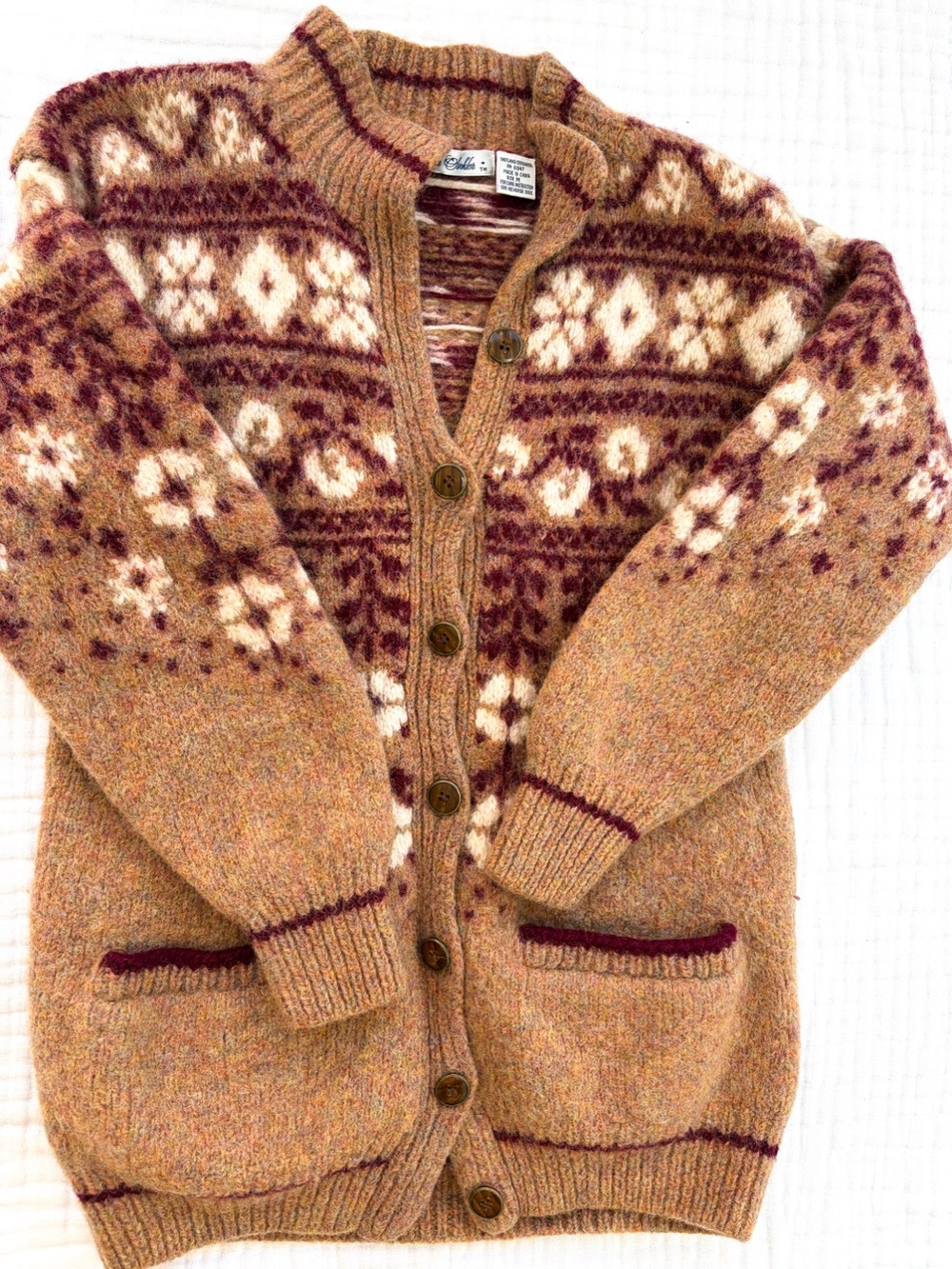 Vintage Robin Sinkler Shetland Wool Fair Isle Grandpa Cardigan M